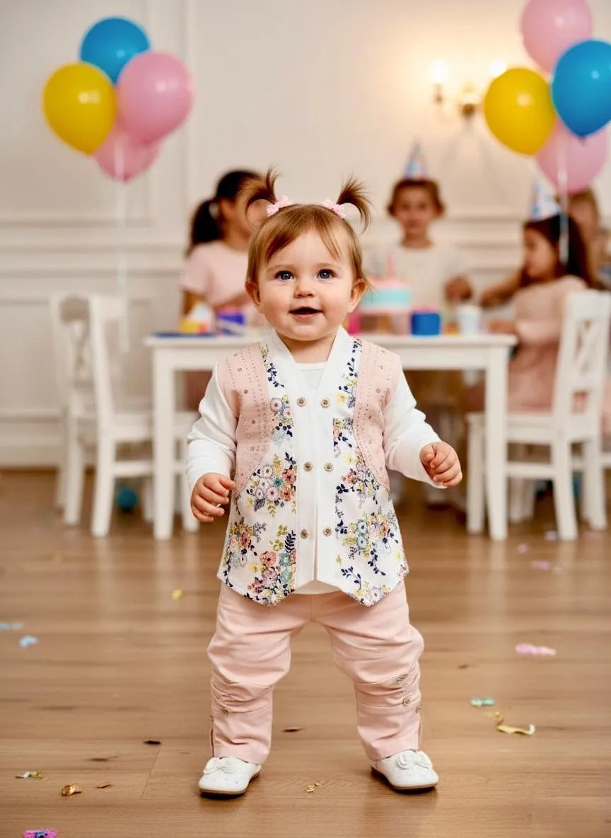 Baby Girl 2 Pcs Printed Shirt And Trouser Set 1 To 12 Month