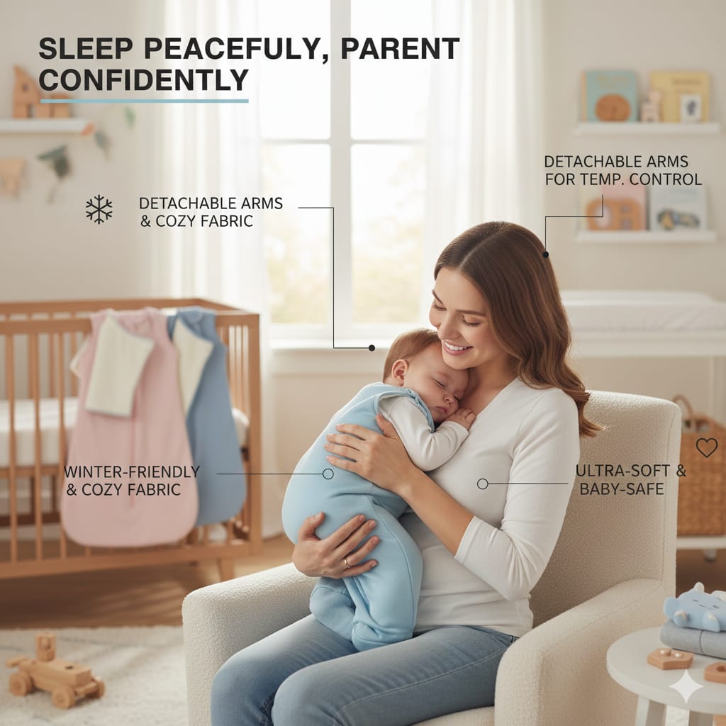 Winter Baby Sleep Sack – Warm, Soft & Detachable Sleeves