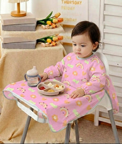 Full-Sleeve Adjustable Baby Bib with High-Chair & Table Cover