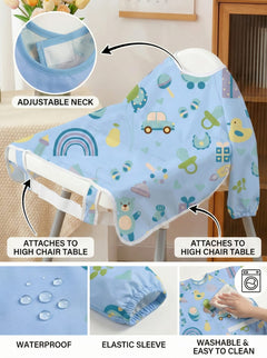 Full-Sleeve Adjustable Baby Bib with High-Chair & Table Cover