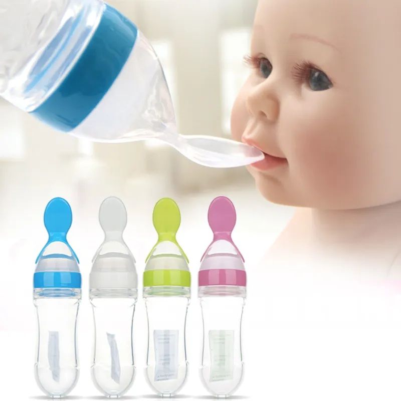 Baby Silicone Spoon Bottle Feeder – Newborn Milk & Food Supplement Feeding Bottle