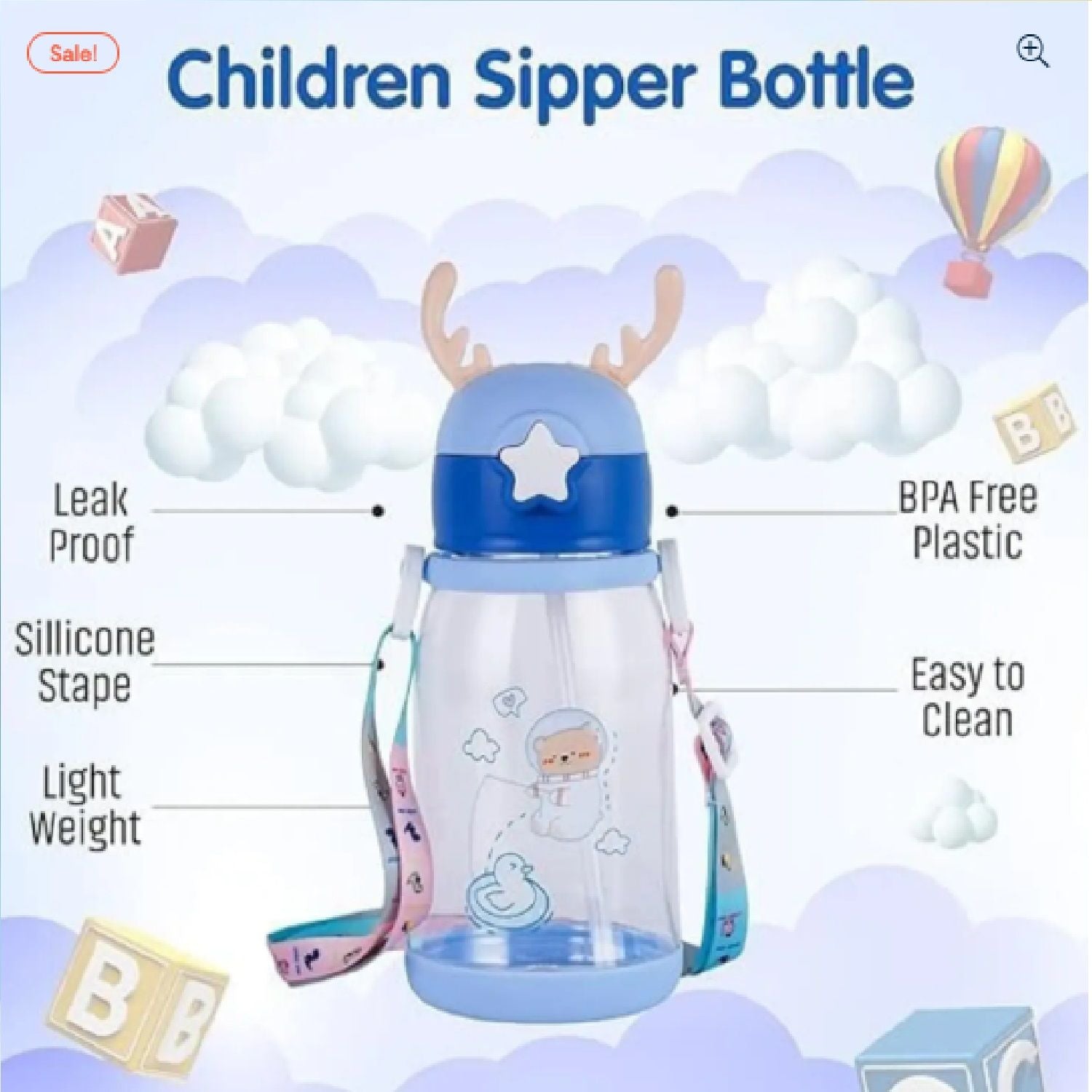 York Horn Children’s Water Bottle with Straw – Direct Sip Leak-Resistant Design